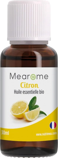 Huile Essentielle de CITRON BIO - Citrus Limon - Distillée en FRANCE - Mearome - 30 ml - 100% Pure et Naturelle, HEBBD, HECT