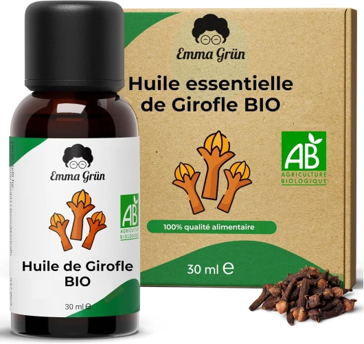 Emma Grün® Huile Essentielle de Girofle Bio 30ml - Giroflier [100% naturelle] - Huile de Clou de Girofle Biologique - Huiles Essentielles Naturelles - Huile de Clou de Girofle de Qualité Alimentaire Girofle 30 ml (Lot de 1)